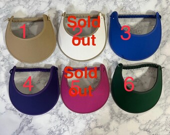 Tan visor, Cream visor, Royal visor, Purple visor,Magenta visor, Dark Green color sun visor with fabric trimmed edges ,light weight Visor