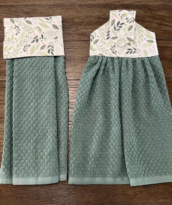 Hanging Kitchen Towels, Green leaf Top  and Hanging Kitchen towels, Hanging Towels ,Kitchen Hand Towels, Kitchen Tea Towels