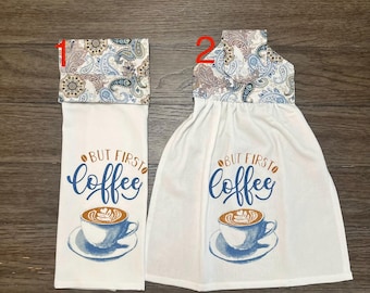 Hanging Kitchen Towels Blue & Brown Top and Hanging Kitchen towels, Hanging Towels ,Kitchen Hand Towels, Kitchen Towel , Hanging Cup towel