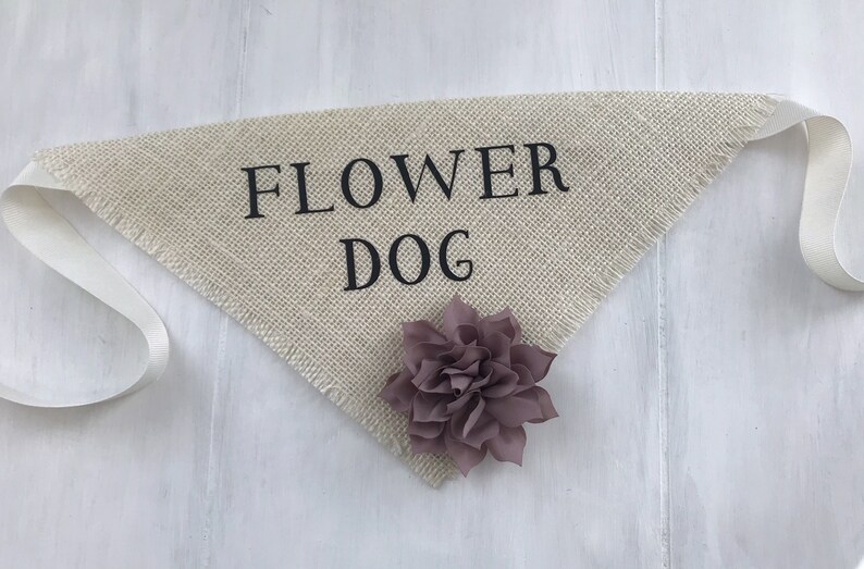 Flower Dog Pet Wedding Bandana Engagement Photos Save the Date Cards Collar Girl Flowers Fabric Roses Proposal