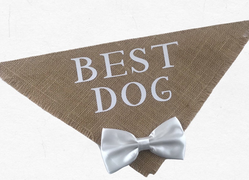 Best Dog Wedding Bandana in Natrual Burlap with Satin Bow Tie Etsy