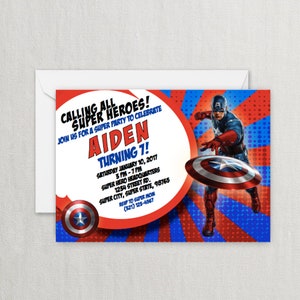 Invitation Captain America - Anniversaire Captain America - Captain America Party - Carte Captain America - Captain America -Imprimable