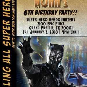 Black Panther Invitation - Birthday Party Invite - Digital File Download
