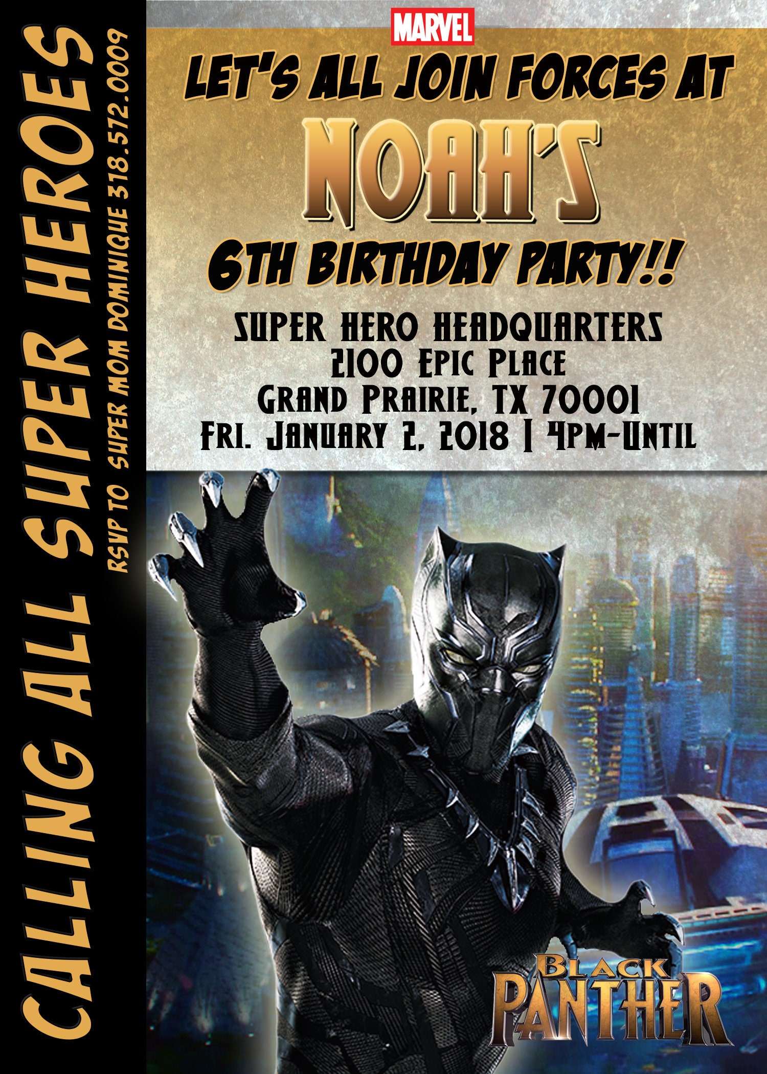 Black Panther Invitation Birthday Party Invite Digital - Etsy