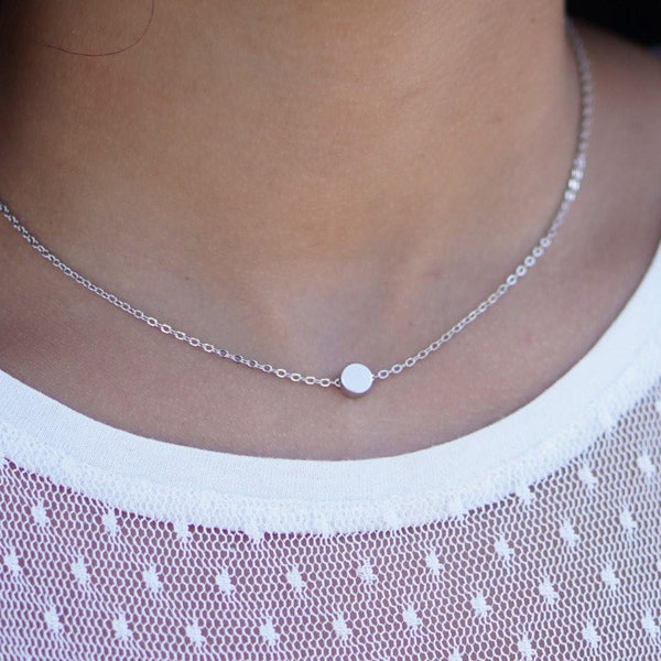 Tiny Dot Necklace Rose Gold Gold Silver Dainty Chain Simple Jewelry Minimalist Best Friend Gift Sibling Petite Pendant Sister Mom