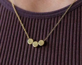 Gift For Mom of 3 Gold Dot Necklace Custom Initial Choker Secret Message Necklace Minimalist Gift New Mama Personalized Jewelry Meaningful