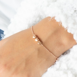 Rose Gold 3 Tiny Hearts Bracelet Personalized Gift for Her Under 20 Best Friend Christmas Gift Three Heart Bracelet Best Selling Items image 1