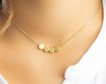 simple button necklace dainty layering coin Gold circle disc minimal everyday minimal bridesmaid jewelry gift for her Tiny dot Necklace