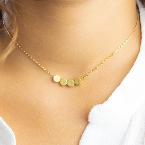 Gold 4 Dot Necklace Gold Minimalist Necklace Gold Tiny Bead Necklace 4 Circle Necklace Tiny Dot Necklace 4 Sisters Necklace Christmas