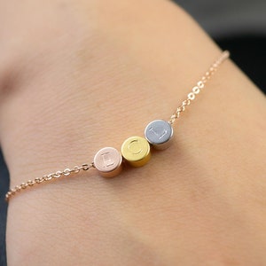 Tri Colour Dot Bracelet Triple Dot Bracelet Coworker Gift Birthday Gift Three Sisters Gold Silver Rose Gold Circle Friendship Bracelet