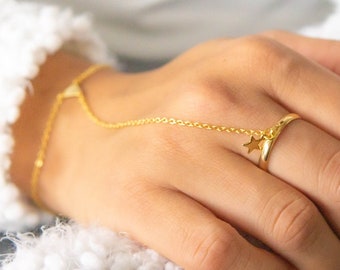 Gold Hand Chain Bracelet Dainty Slave Bracelet Hand Harness Adjustable Ring Hand Chain Bracelet Gold Lariat Jewelry Cheugy Bracelets