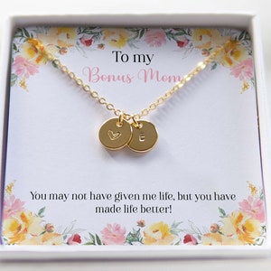Gold personalisierte Halskette für Bonus Mom Geschenk von Tochter Nachricht Karte Schmuck für Muttertag Benutzerdefinierte unbiologische Mutter Nachricht