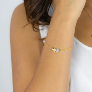 Tricolor Dot Bracelet Rose Gold Bracelet Sister Bracelet for 3 Gold Dot Bracelet Best Friend Gifts Friendship Bracelet Charm Bracelet