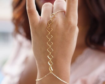 Gold Diamond Slave Bracelet Festival Hand Bracelet Gold Hand Chain Adjustable Bracelet Finger Bracelet Gold Minimalist Dainty Jewelry