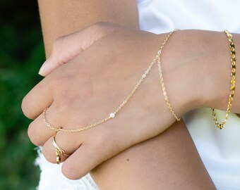 Bracelet De Doigt Or Pour Femme - Design Nature Et Diamants - Cadeau Tendance