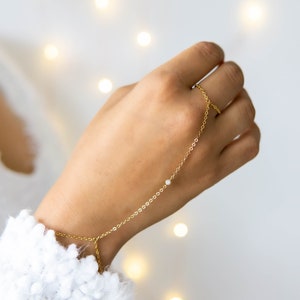 Tiny CZ Bracelet Slave Bracelet Handlet Hand Harness Thin Bracelet Finger Bracelet Ring Chain Bracelet Prom Bracelet Bridesmaid BFF Birthday