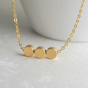 3 Gold Dot Necklace Triple Dot necklace 3rd Anniversary Gift Birthday Gift Three Sisters Gold Circle Best Friend Bridesmaids Wedding