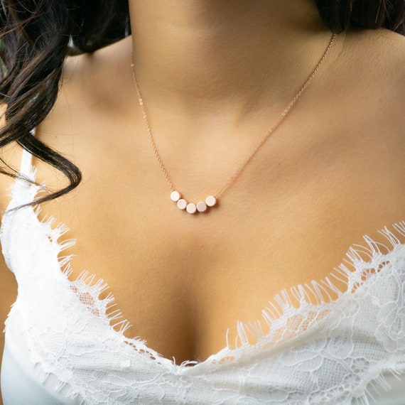 Rose Gold 5 Dot Necklace Sister Necklace for 5 Best Friend