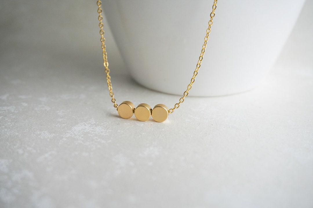 3 Gold Dot Necklace Triple Dot Necklace 3rd Anniversary Gift Etsy