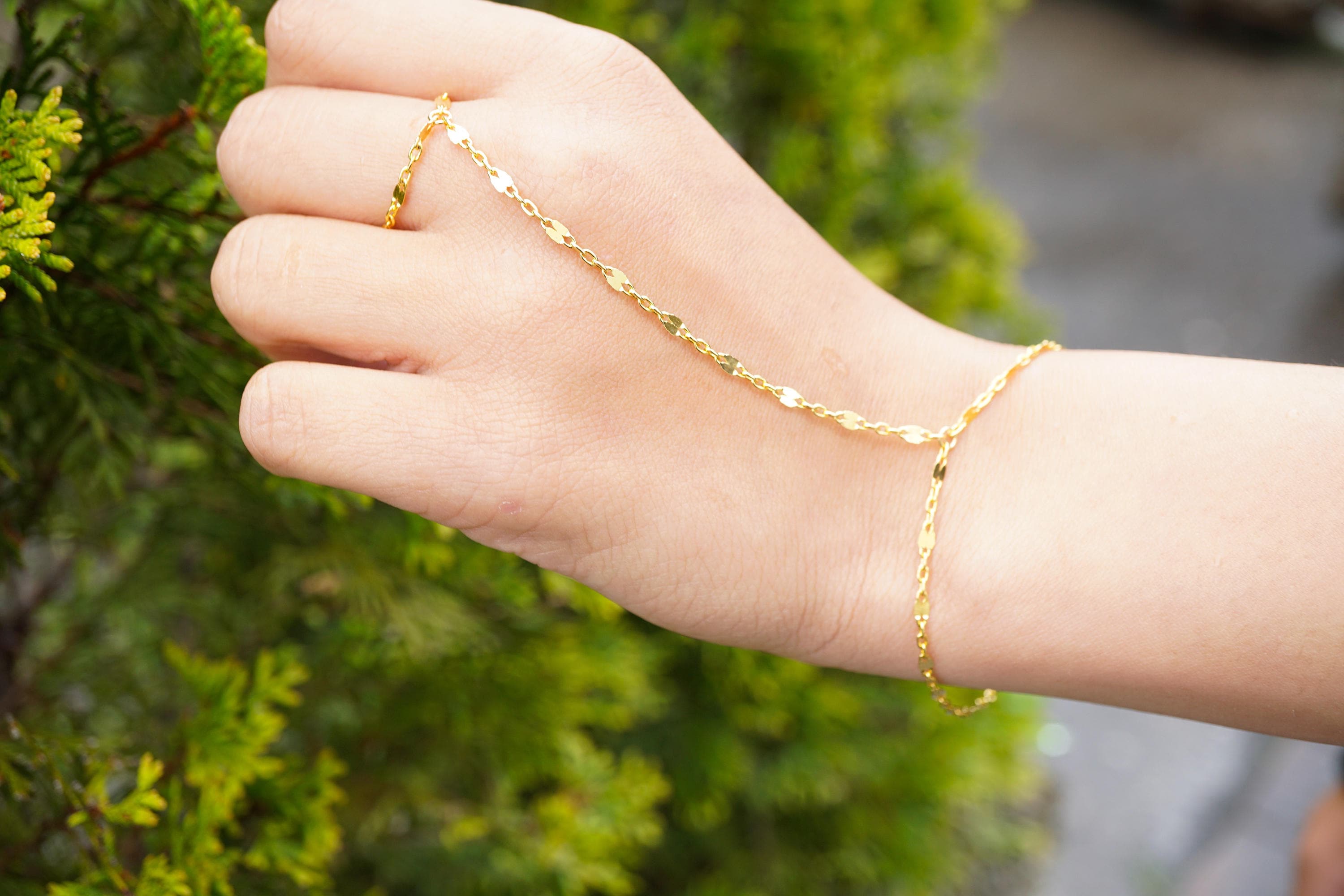 Beaded Hand Chain Bracelet | Caitlyn Minimalist