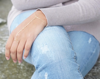 Satellite Handlet Rose Gold Bracelet Thin Gold Bracelet Silver Bracelet Slave Bracelet Hand Harness Tiny Bead Ring Chain Bracelet