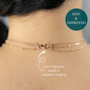 Layered Necklace Set Multistrand Necklace Rose Gold Necklaces Personalised Custom Disk Jewelry Set Satellite Chain Best Friend BFF image 3