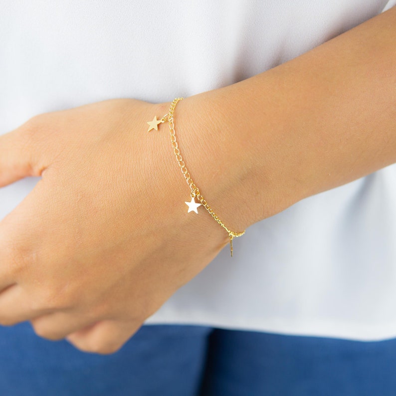 Gold Dangle Star Bracelets for Women Gold Star Dainty Etsy