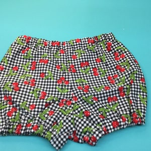 Buffalo Check Baby Bloomers: Cherry Print Cotton Diaper Cover