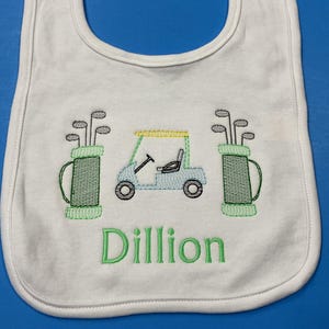 Golf Baby Bib, Golf Baby Boy, Golf Baby Girl, Personalized Bib, Golf Baby Gift, Golf Bib, Golf Baby, Golfing Baby Gift, Pup Golf for Baby