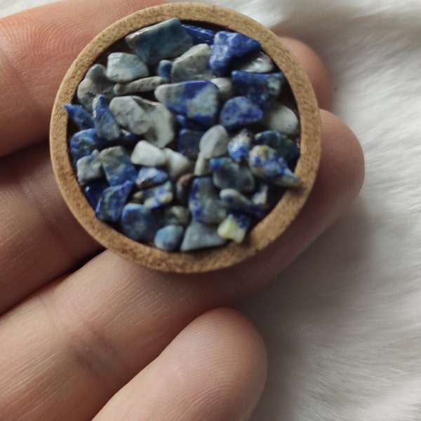 Broche en pierres naturelles lapis lazuli support bois