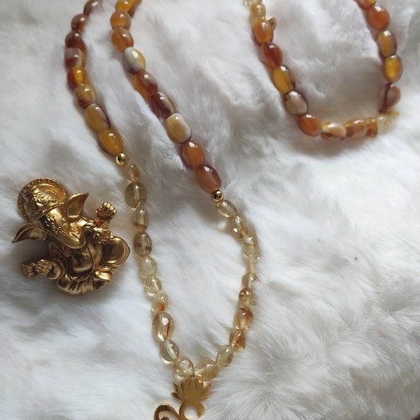 Collier OM citrine en pierres naturelles