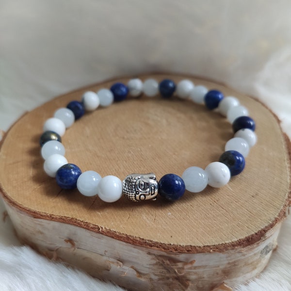 Bracelets apaisement et relaxation 6mm aigue marine, lapis lazuli et Howlite