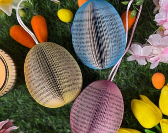 Book Page Easter Egg Hanging Decoration, Handmade Easter Ornament, Literary Easter Decor, Spring Decoration, Book Lover Gift