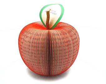 Paper Apple made from a book with personalized leaf