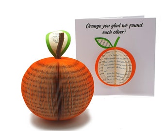Orange Book Sculpture – 4th Anniversary Gift for Him – Fruit Anniversary Gift – Paper Anniversary Gift