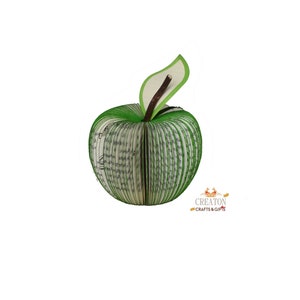 Red Apple made from a Book with a personalised leaf image 4