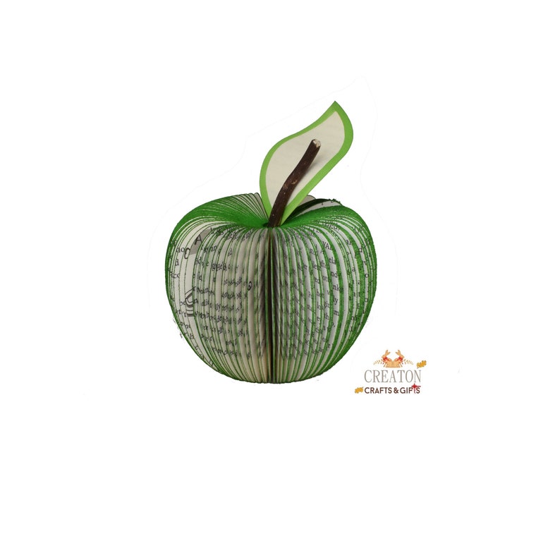 Red Apple made from a Book with a personalised leaf image 4