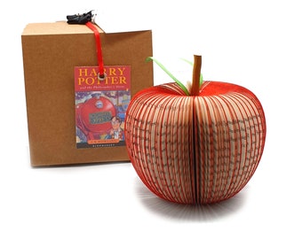 Harry Potter Gift - Personalised Harry Potter gift - Book Art Apple - Personalized Apple - Red Apple -  Handmade from a Harry Potter Book