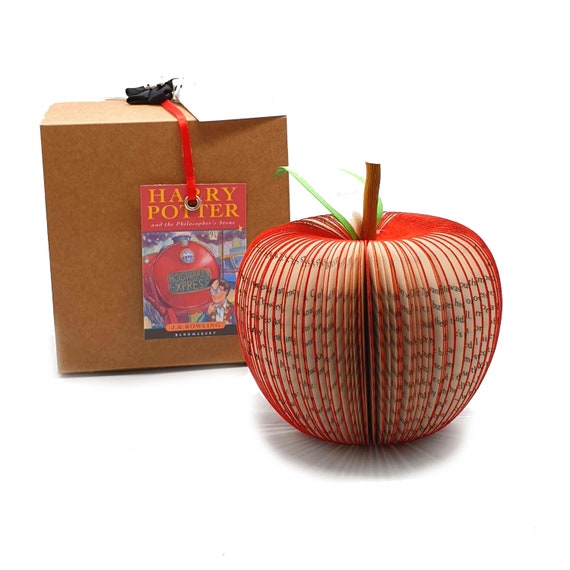 Harry Potter Gift Personalised Harry Potter Gift Book Art Apple  Personalized Apple Red Apple Handmade From a Harry Potter Book 