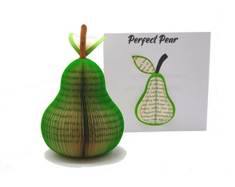 Pear Book Sculpture – 4th Anniversary Gift for Him – Fruit Anniversary Gift – Handmade Paper Fruit