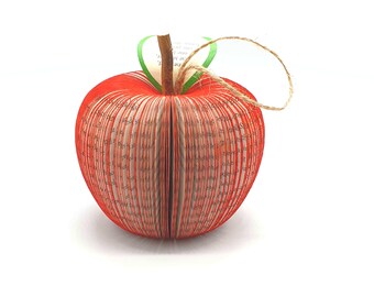 Book Page Apple Ornament – Handmade Christmas Tree Decoration – Literary Christmas Ornament