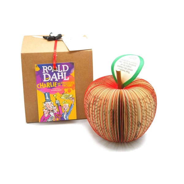 Roald Dahl gift - personalized gift - personalised teacher gift - fruit anniversary - paper apple - Matilda - The Witches - Charlie Chocolat