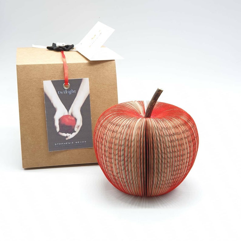 Personalized Twilight Apple Red Apple Handmade from Twilight Book Book Art Apple Paper Fruit image 2