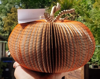 Medium Book Page Pumpkin – Halloween Decoration – Autumn Table Decor – Fall Home Decor – Handmade Book Art Pumpkin