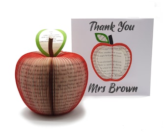 Teacher Apple Gift – Personalised Book Apple – Thank You Teacher Gift – End of Term Present – Teaching Assistant Gift
