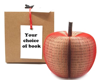 Personalised Book Apple – Made from Your Favourite Book – 4th Anniversary Gift – Fruit Anniversary Gift – Handmade UK