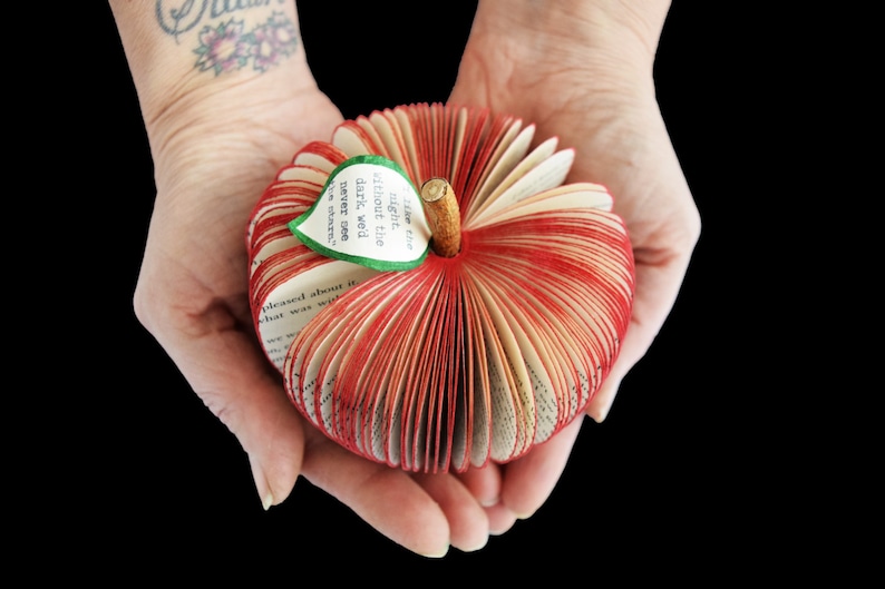 Personalized Twilight Apple Red Apple Handmade from Twilight Book Book Art Apple Paper Fruit image 3