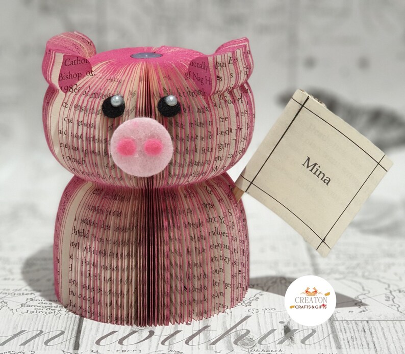 Miniature Pig Ornament Year of the Pig Chinese New Year Pig book art Presentation Box Personalised Pig Gift Pig Present Pig image 5