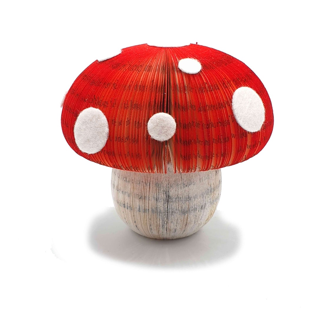 Toadstool Stuff Book Page Toadstool Ornament – Woodland Mushroom Decor – Handmade Book ...