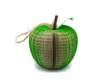 Book Art Apple - Paper Fruit - 3D Apple - 3D Sculpture -  handmade from books hanging - Green Apple - Apple - 3d paper - Gift for teacher